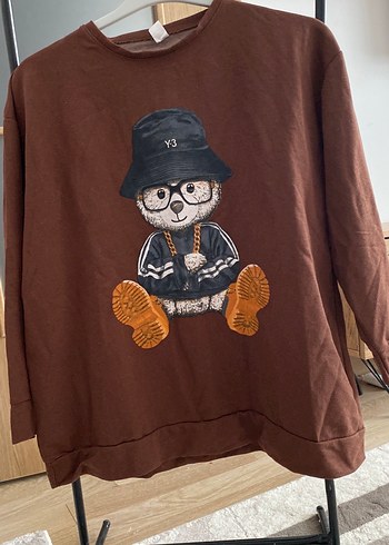 Kahverengi Baskılı Kadın Sweatshirt - Görsel 2