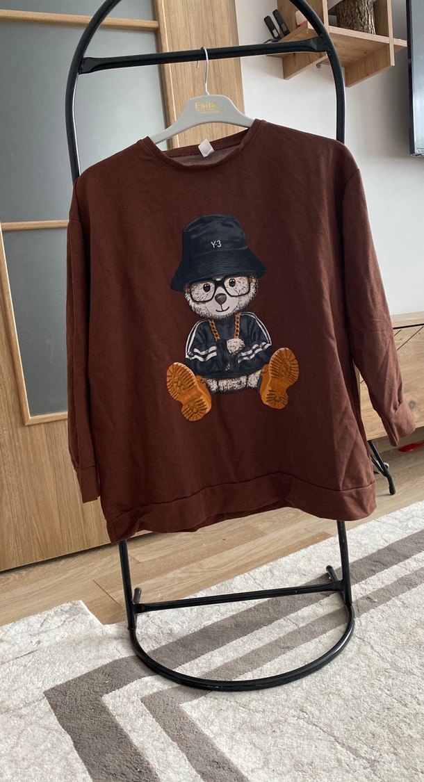 Kahverengi Baskılı Kadın Sweatshirt - Görsel 3