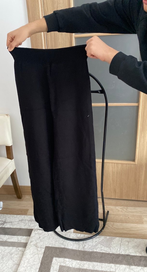 Siyah Beyaz Çizgili Yün Kadın Kazak takım - Görsel 4