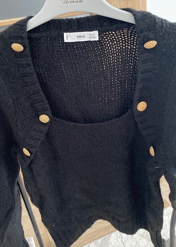 Düğmeli Siyah Yün Kadın Kazak - Görsel 2