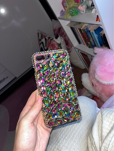 Taşlı renkli iPhone 7plus telefon kılıfı