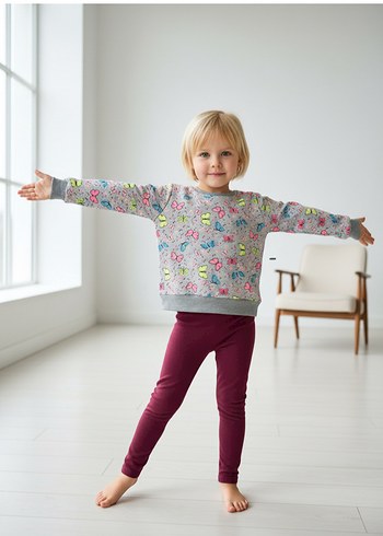 Kız Çocuk Gri Baskılı Sweatshirt Velcro Detaylı