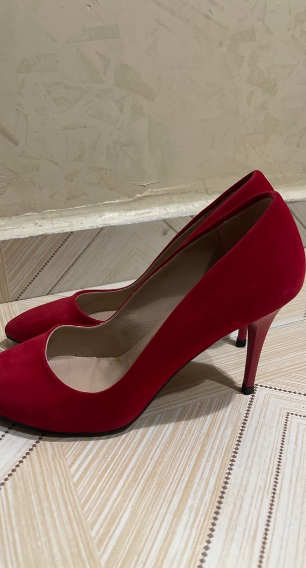 Klasik Kırmızı Süet Stiletto Topuklu Ayakkabı - Görsel 3