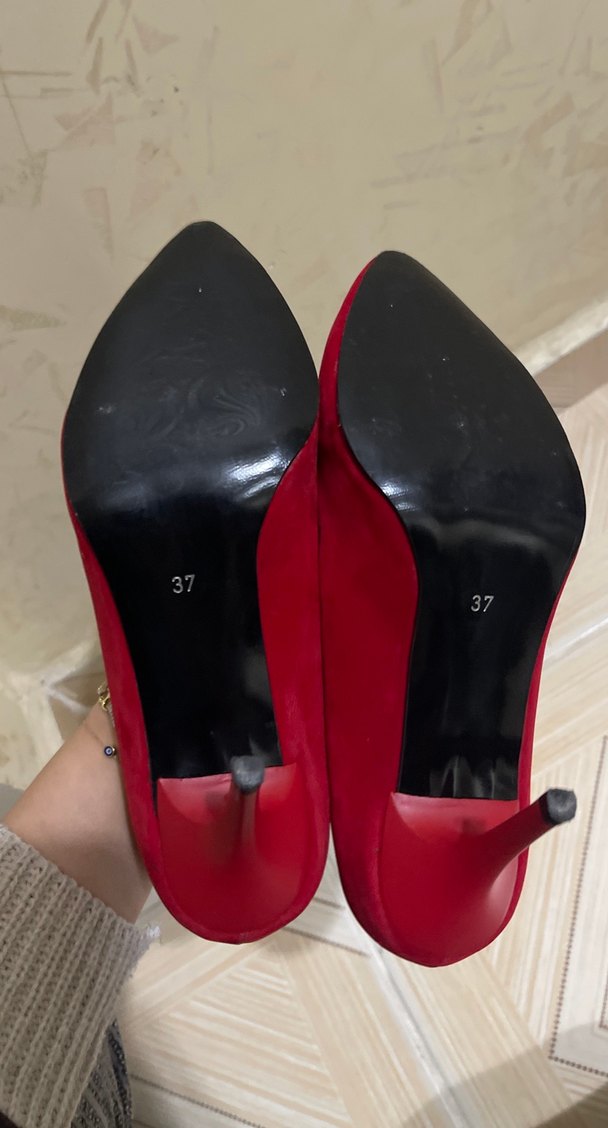 Klasik Kırmızı Süet Stiletto Topuklu Ayakkabı - Görsel 5