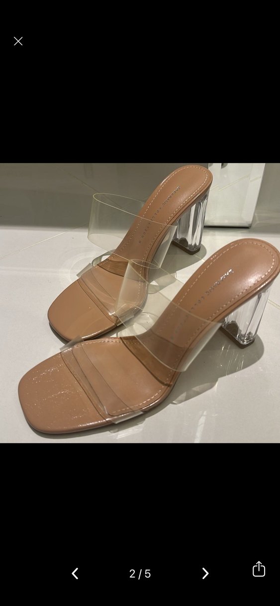 Şeffaf Bantlı şeffaf vinil topuklu Terlik - Görsel 2