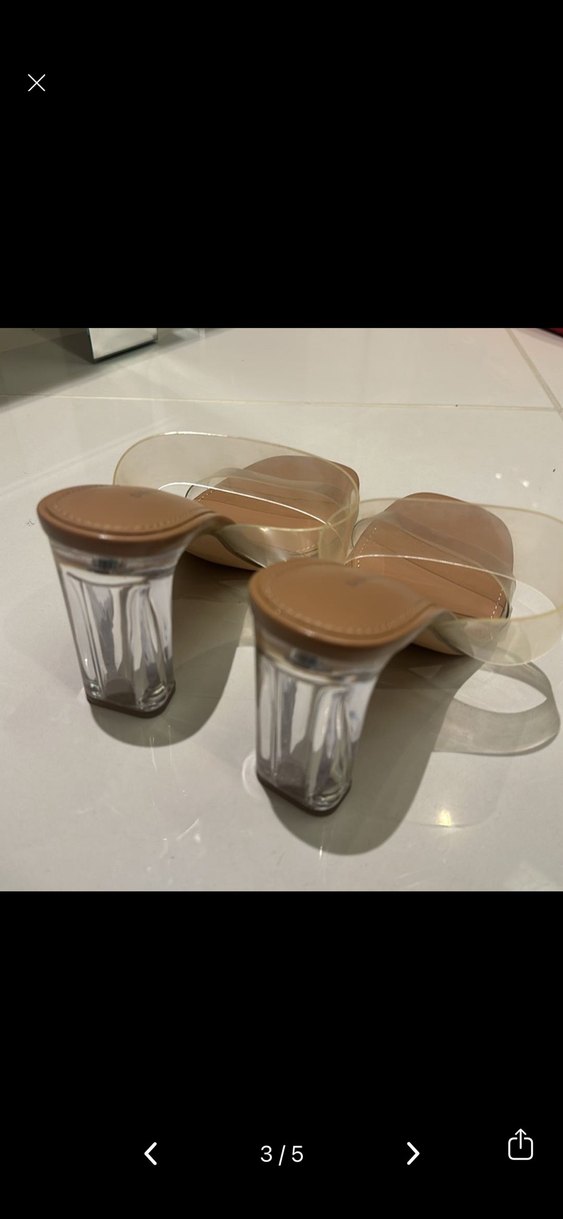 Şeffaf Bantlı şeffaf vinil topuklu Terlik - Görsel 3