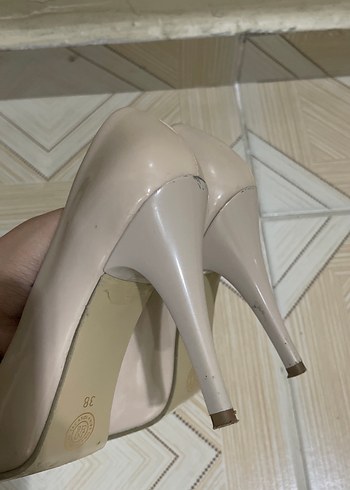 Bej ten rengi Stiletto Topuklu Kadın Ayakkabı - Görsel 6