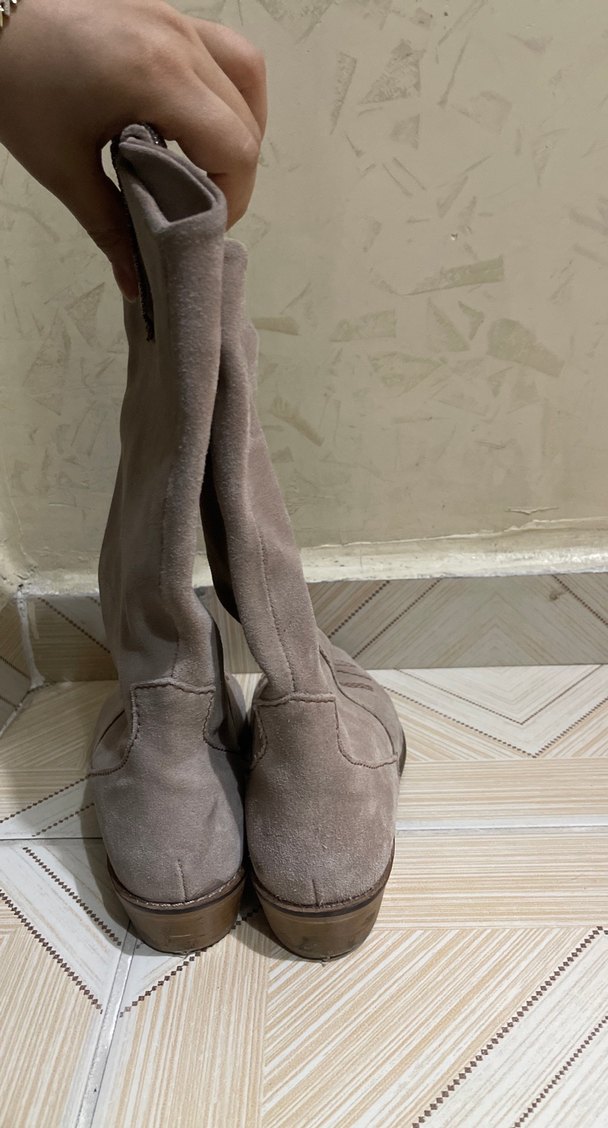 Bej Süet Nakışlı Kadın Bot - Görsel 3