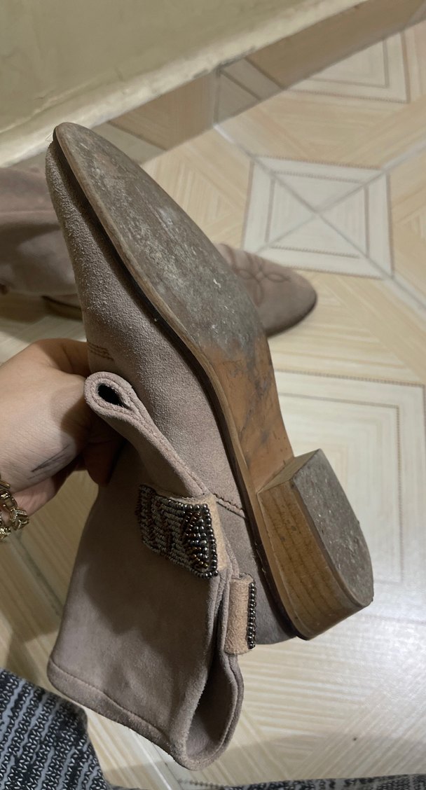 Bej Süet Nakışlı Kadın Bot - Görsel 5