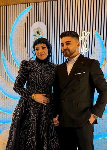 Uzun lacivert Payetli Nişan Elbisesi - Görsel 2