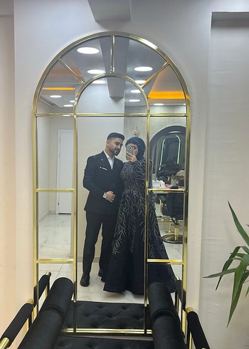 Uzun lacivert Payetli Nişan Elbisesi - Görsel 5