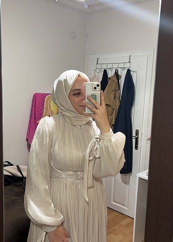 Uzun krem Bohem Tarzı Kadın Elbise - Görsel 2