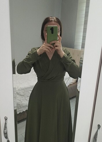 Diğer Kruvaze yaka uzun elbise