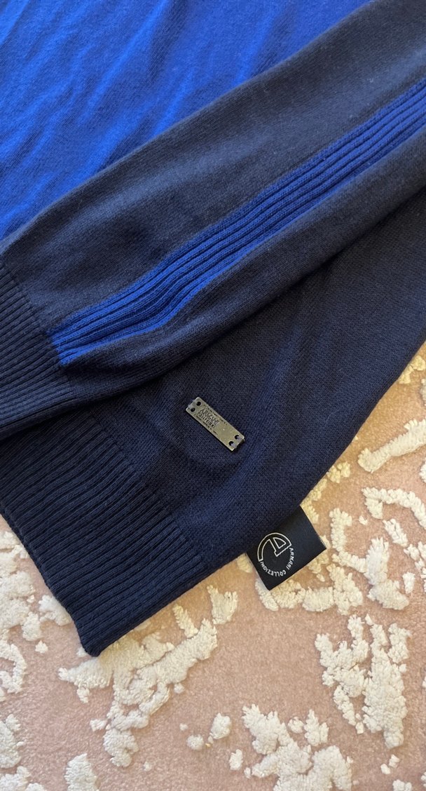 ARMANİ Lacivert Erkek Triko Bisiklet Yaka İnce Kazak - Görsel 2
