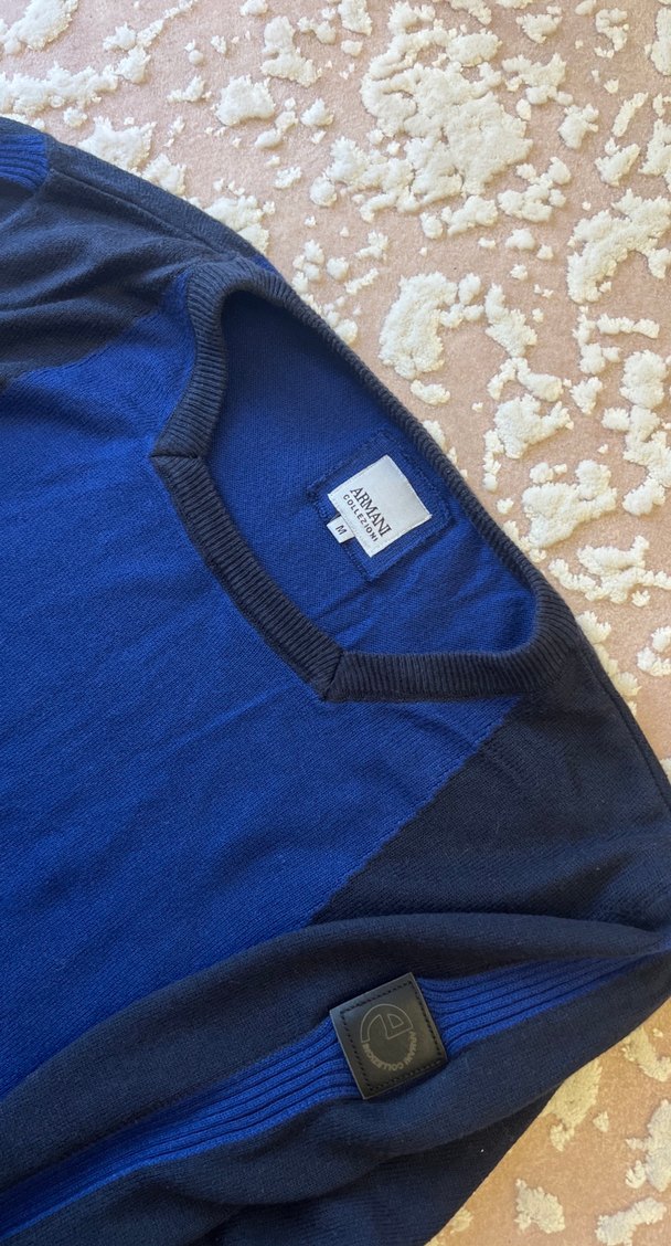 ARMANİ Lacivert Erkek Triko Bisiklet Yaka İnce Kazak - Görsel 3