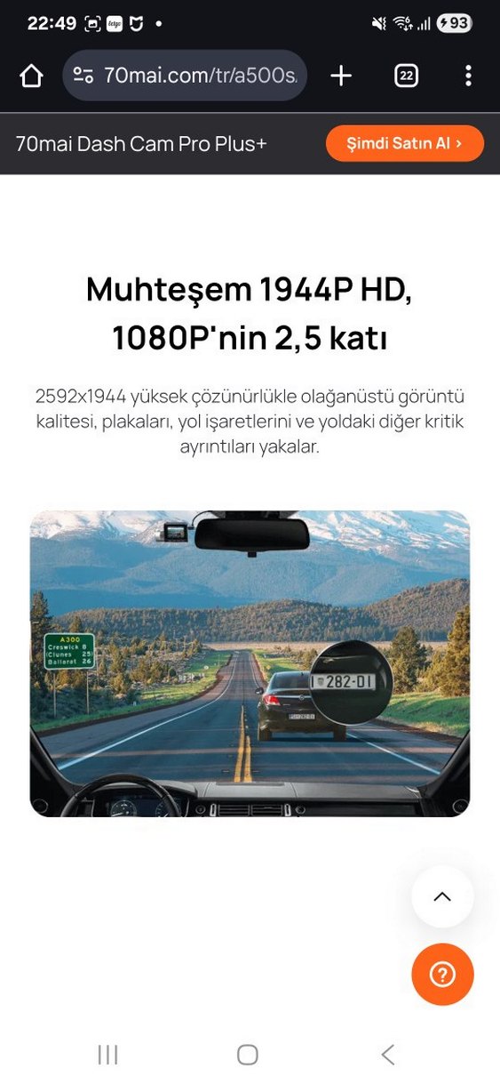 70mai Dash Cam Pro  70mai Siyah Aksiyon Kamerası - Görsel 5