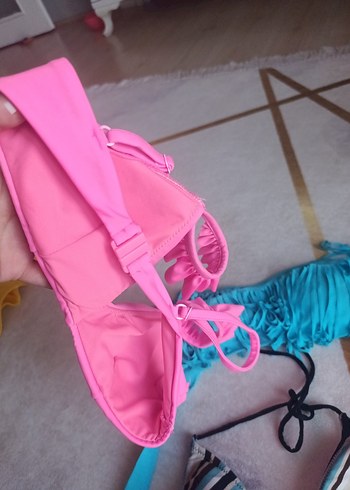 36 Beden pembe Renk Pembe Askılı Bohem Bikini Üstü