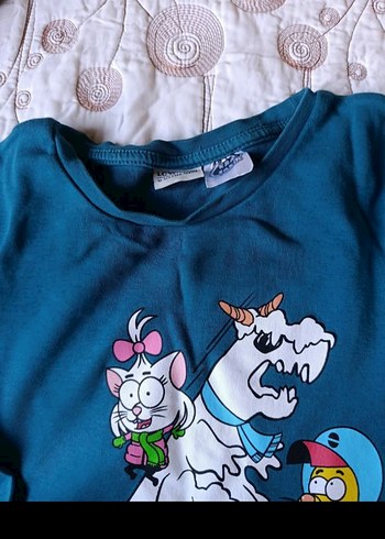 Kız Çocuk Mavi Uzun Kollu Baskılı Sweatshirt - Görsel 2