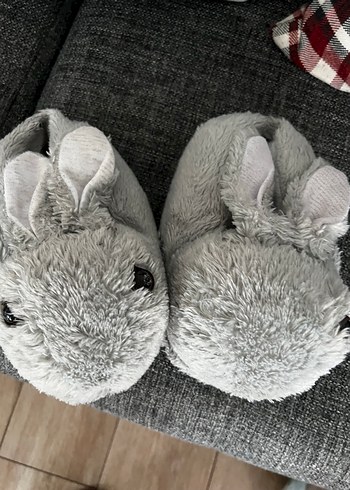 Kız Çocuk Gri Kürklü Ev Terliği - Görsel 3