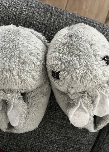 Kız Çocuk Gri Kürklü Ev Terliği - Görsel 2