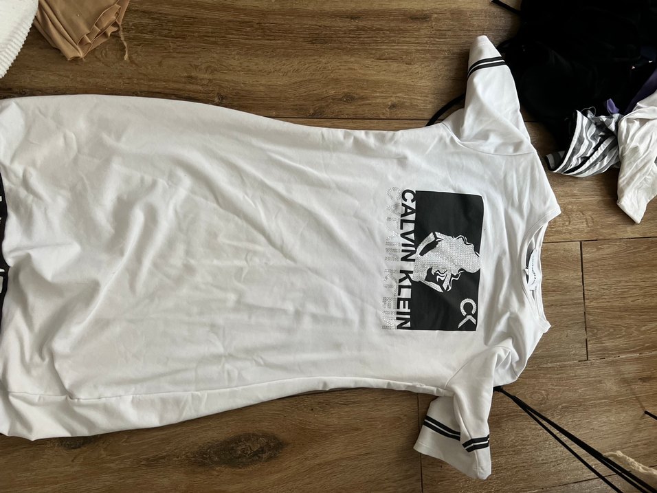 Baskılı Beyaz Kısa Kollu elbise - Görsel 4