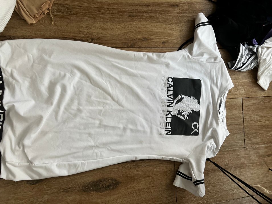 Baskılı Beyaz Kısa Kollu elbise - Görsel 3