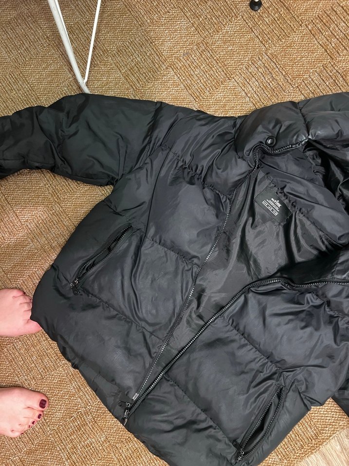 Siyah Fermuarlı Kadın Kışlık Mont - Görsel 3