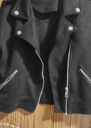 Siyah Deri Kemerli Biker Ceket - Görsel 3