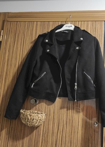 Siyah Deri Kemerli Biker Ceket - Görsel 5