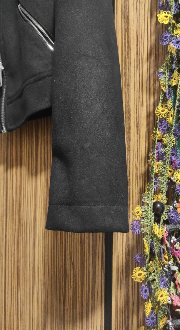 Siyah Deri Kemerli Biker Ceket - Görsel 4