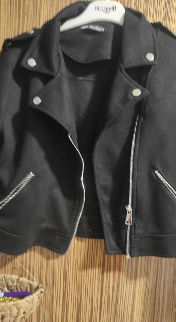 Siyah Deri Kemerli Biker Ceket - Görsel 3