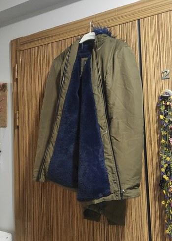 Kürk Detaylı Mavi Midi Kadın Kış Ceketi - Görsel 5