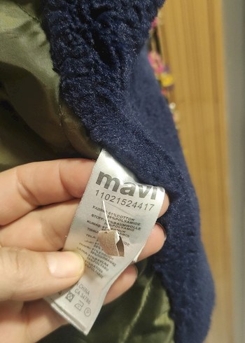 Kürk Detaylı Mavi Midi Kadın Kış Ceketi - Görsel 2