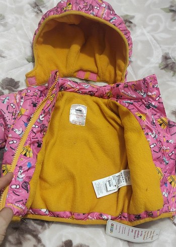 Renkli Baskılı Kız Çocuk Kapüşonlu Mont - Görsel 6