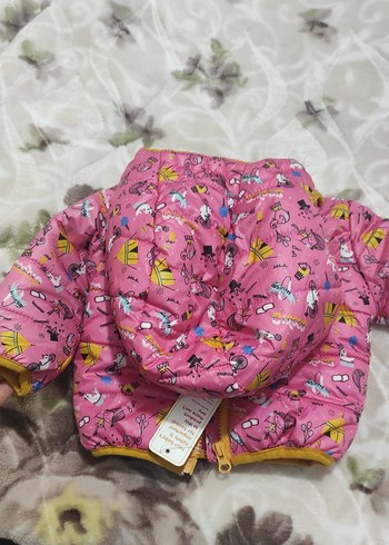 Renkli Baskılı Kız Çocuk Kapüşonlu Mont - Görsel 10