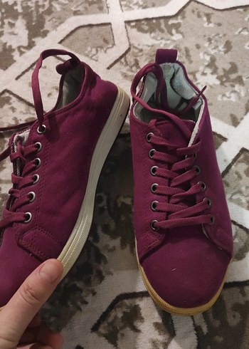 Bordo Süet Kadın Spor Ayakkabı - Görsel 2