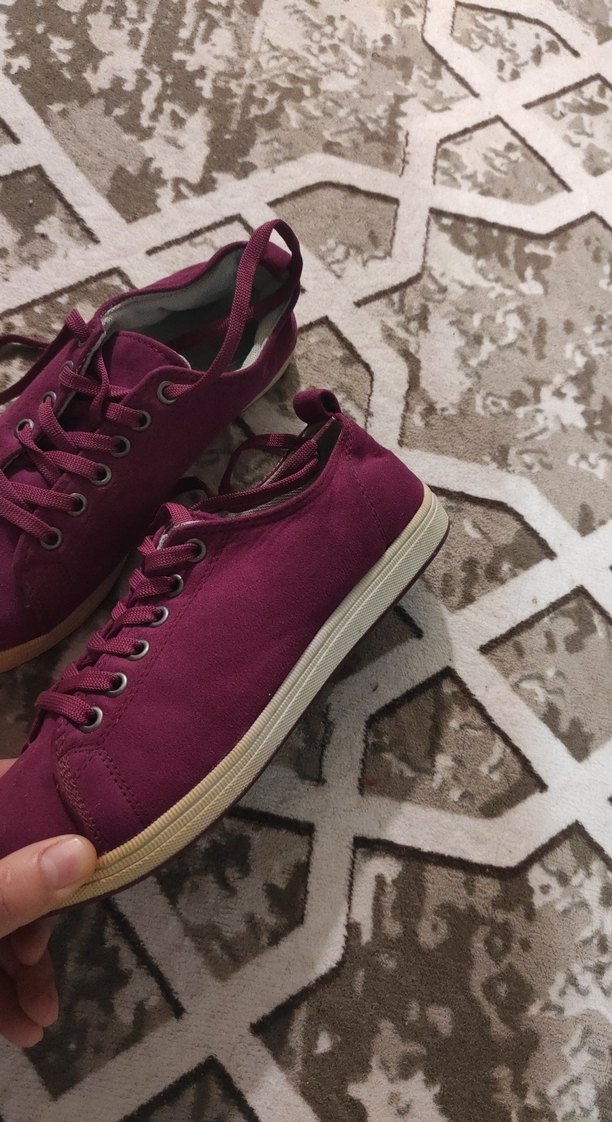 Bordo Süet Kadın Spor Ayakkabı - Görsel 3