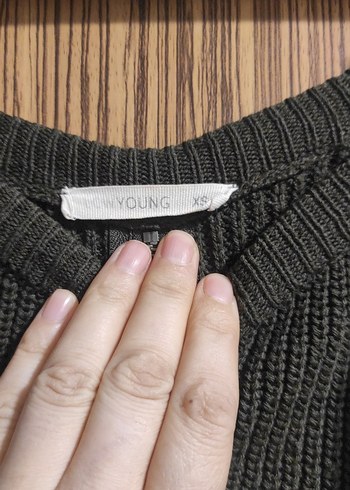 Koyu Kahverengi Örgü Kadın Kazak - Görsel 3