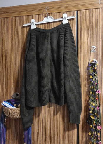 Koyu Kahverengi Örgü Kadın Kazak - Görsel 5