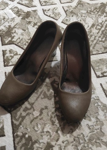 Kahverengi Deri Stiletto Topuklu Kadın Ayakkabı - Görsel 6