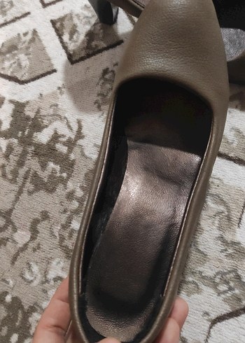 Kahverengi Deri Stiletto Topuklu Kadın Ayakkabı - Görsel 3