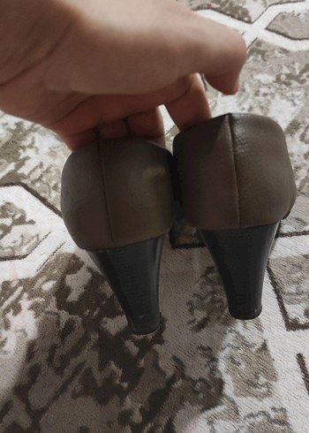 Kahverengi Deri Stiletto Topuklu Kadın Ayakkabı - Görsel 5