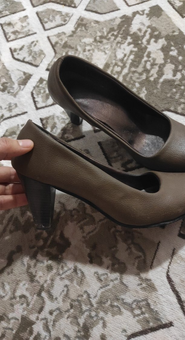 Kahverengi Deri Stiletto Topuklu Kadın Ayakkabı - Görsel 2