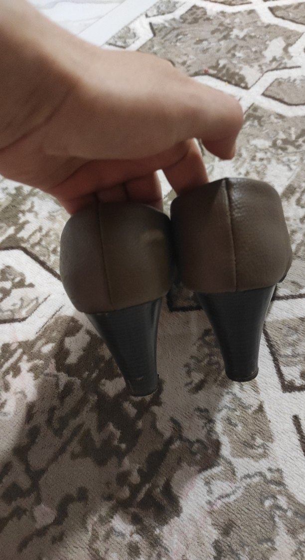 Kahverengi Deri Stiletto Topuklu Kadın Ayakkabı - Görsel 5