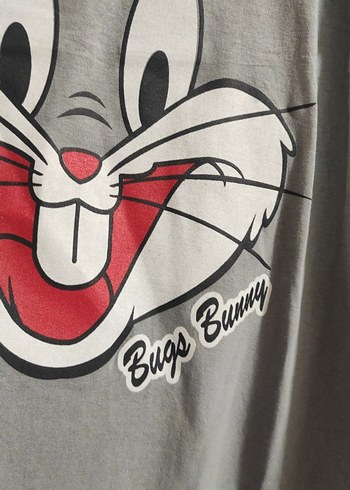 Gri Bugs Bunny Baskılı Mini Pijama Takımı anne kız - Görsel 4