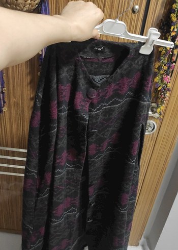 Mor Bağlama Desenli Uzun Salaş panço - Görsel 6