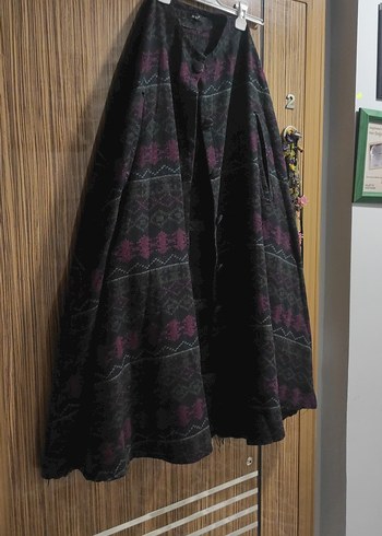 Mor Bağlama Desenli Uzun Salaş panço - Görsel 4