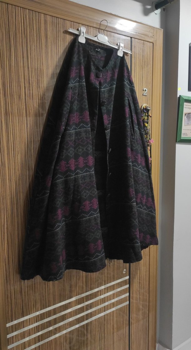 Mor Bağlama Desenli Uzun Salaş panço - Görsel 4