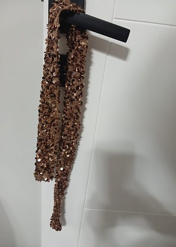 Kahverengi Payetli Uzun Bohem Kadın Abiye Elbise - Görsel 2