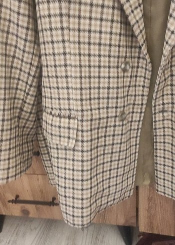 Düğmeli Ekose Desenli Kadın Blazer Ceket - Görsel 9